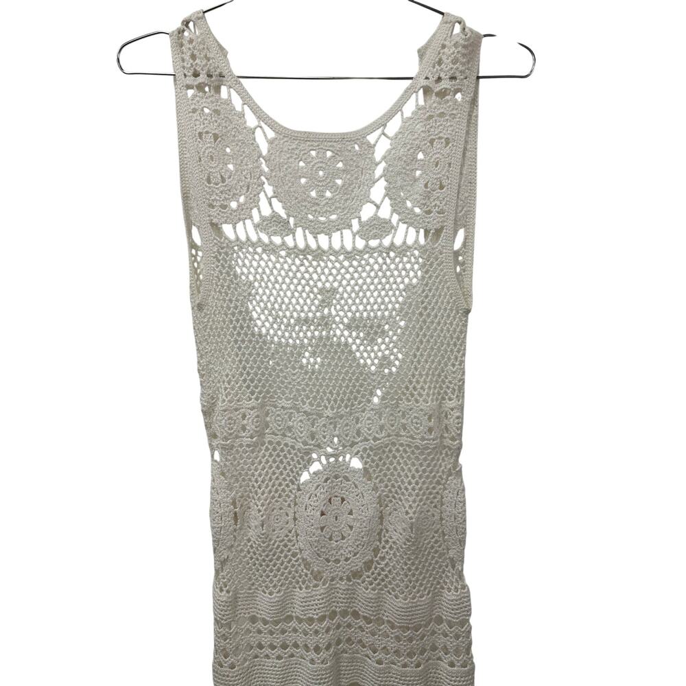 Miss June Cotton Crochet Keyhole Back Angel Long Maxi Dress White Women's Size 1 - Picture 4 of 10